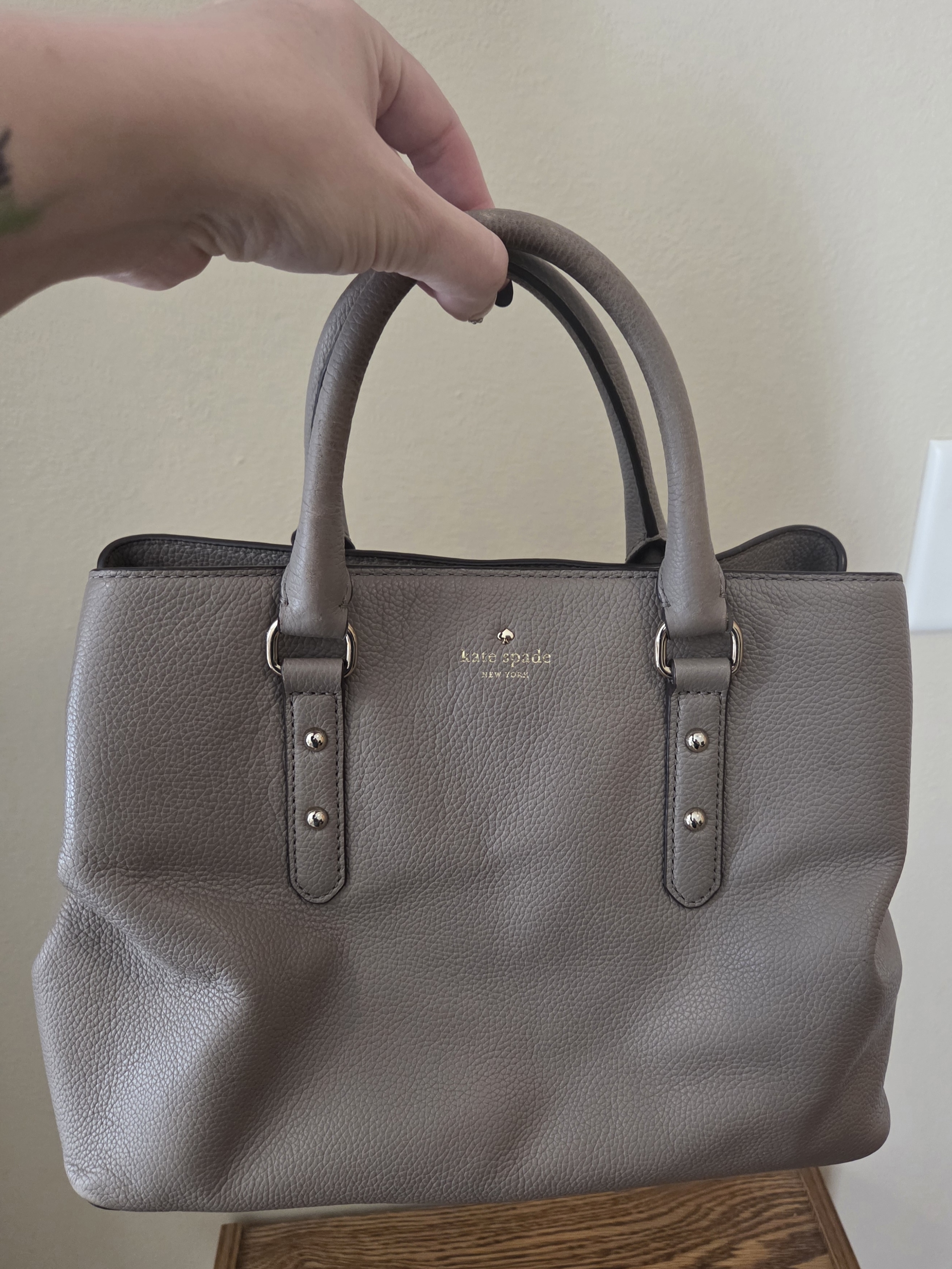 Kate Spade Taupe Pebbled Leather Satchel